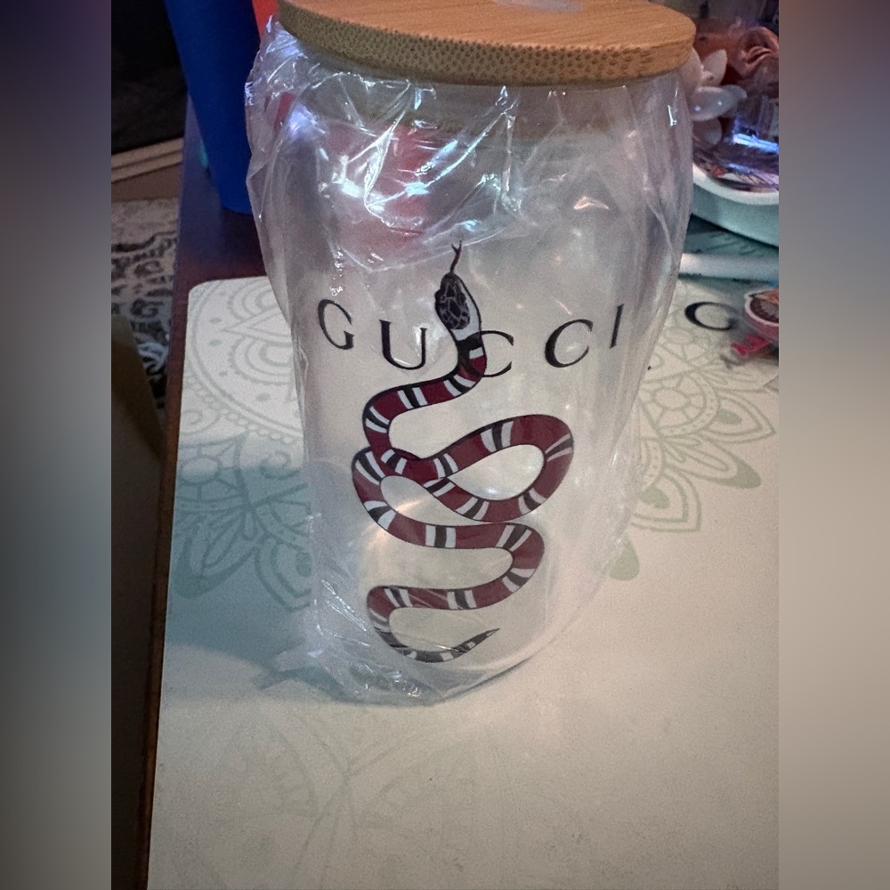 Iced Coffee Glass with Glass Straw & Bamboo Lid